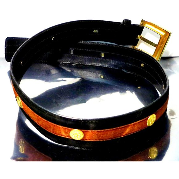 Vintage ESCADA Suede Leather - Gold Toned Hardware Luxury Fashion Belt - Size 42 - Picture 6 of 9
